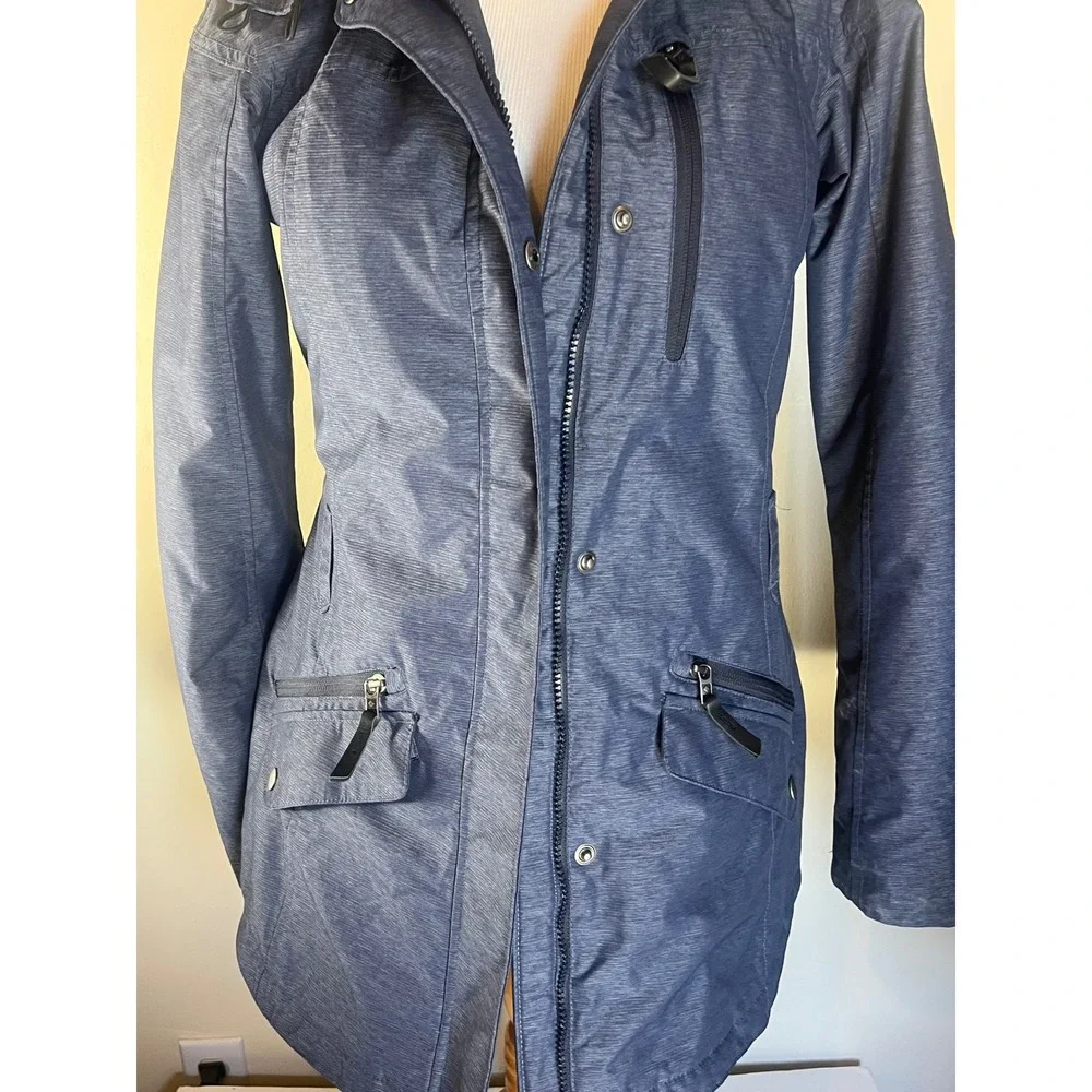 Columbia Omni Heat Hooded Parka Jacket‎ Blue Heathered Size S Waterproof Warm